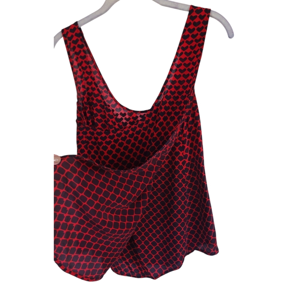 Club Monaco Silk Beaded Heart Tank Top M Red Black Date Night Romantic - Picture 2 of 11